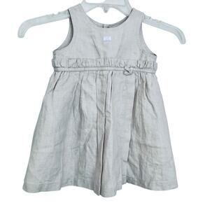 Les Bebes de Floriane Paris Girls Natural Neutral Linen Sleeveless Dress 18M